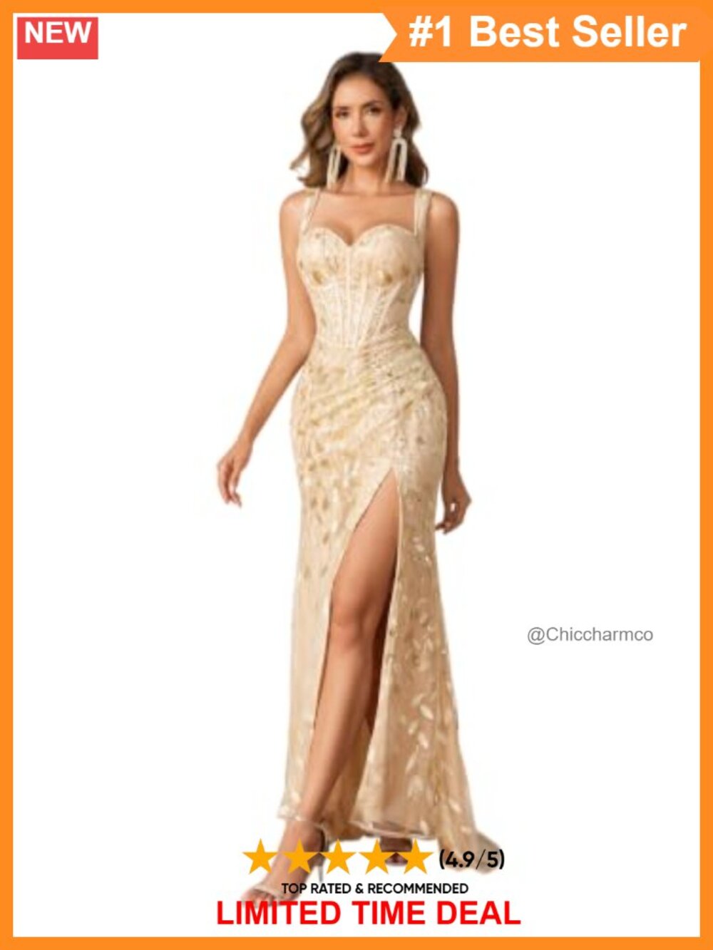 Sequin Tulle V-Neck Spaghetti Strap Backless Bodycon Prom Dress